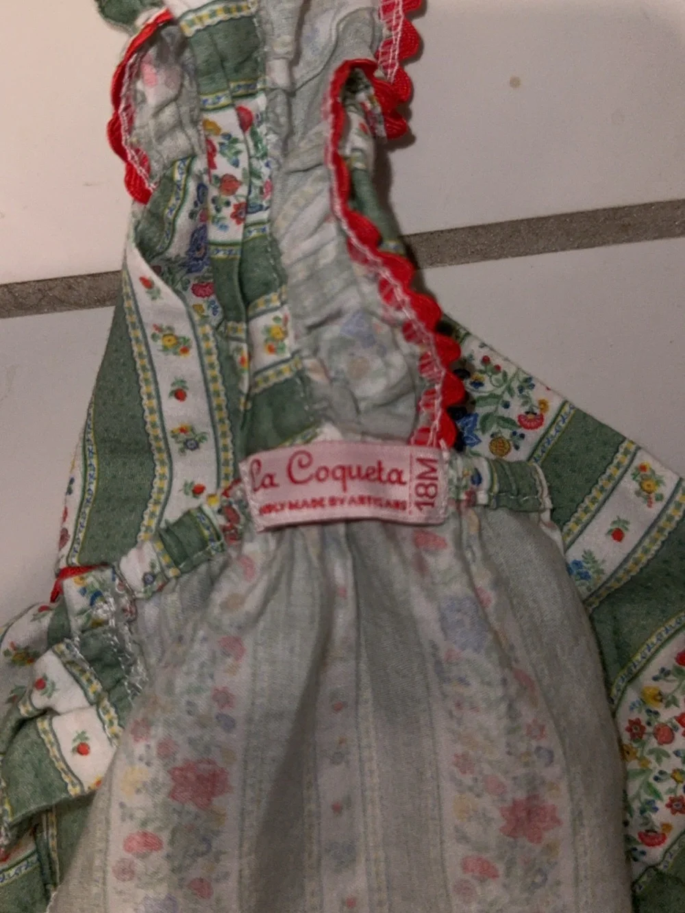 La Coqueta Sage Floral Stripe Elicia Baby Girl Summer Set 18M Green Red White